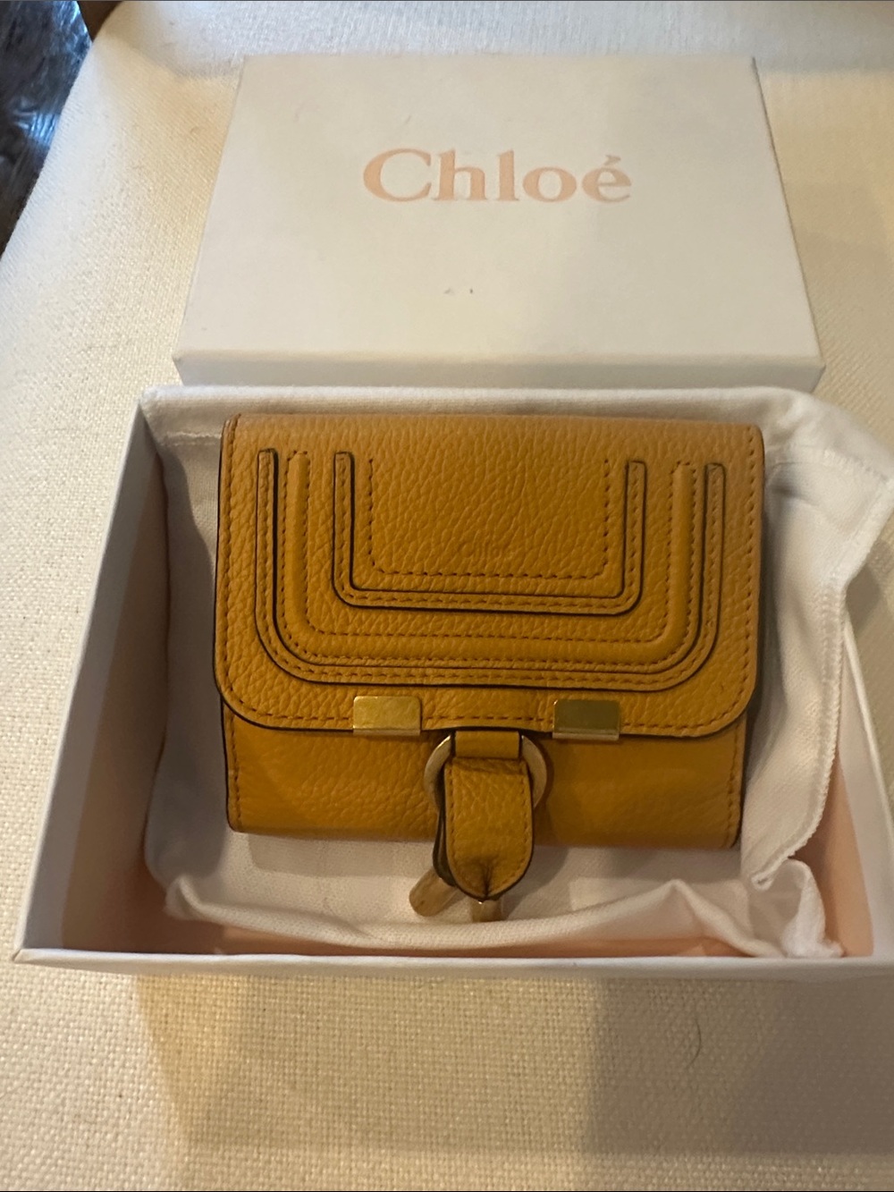 Marcie Small Leather CHLOE Wallet in Mustard Yellow w/Original Box
